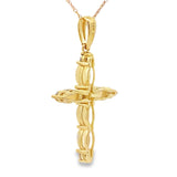 Opal Diamond Cross Religious Pendant 10KT Yellow Gold