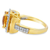 2.47ct Citrine Diamond Ring 10KT Yellow Gold