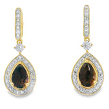 .84ct Quartz Diamond Dangle Earrings 10KT Yellow Gold