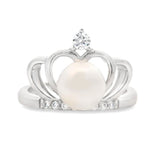 FW Pearl Cubic Zirconium Ring Sterling Silver