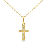 .05ct Diamond Cross Religious Pendant 14KT Yellow Gold