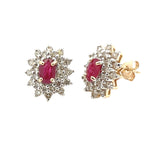2.30ct Ruby Diamond Earrings 14KT Yellow Gold