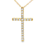 .24ct Diamond Cross Religious Pendant 14KT Yellow Gold