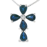 .82ct Sapphire Cross Religious Pendant 10KT White Gold