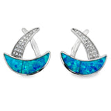Created Opal Dangle Earrings Sterling Silver