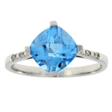 1.20ct Blue Topaz Diamond Ring 10KT White Gold
