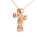 Ruby Diamond Cross Religious Pendant 10KT Yellow Gold