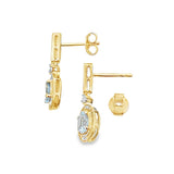 Aquamarine Diamond Dangle Earrings 10KT Yellow Gold