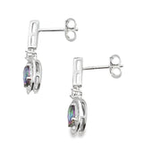 Mystic Fire Topaz Dangle Earrings 10KT White Gold