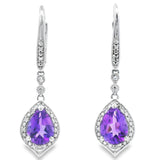 2.13ct Amethyst Diamond Dangle Earrings 10KT White Gold