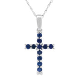 .29ct Sapphire Cross Religious Pendant 14KT White Gold