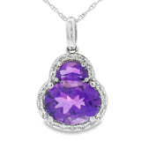 Amethyst Diamond Fashion Pendants 14KT White Gold