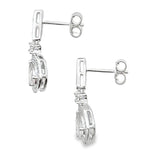 Rose Quartz Diamond Dangle Earrings 10KT White Gold