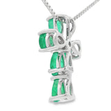 Emerald Diamond Cross Religious Pendant 10KT White Gold