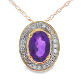Amethyst Diamond Fashion Pendants 10KT Yellow Gold