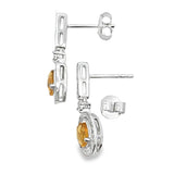 1.06ct Citrine Diamond Dangle Earrings 10KT White Gold
