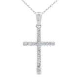 .25ct Diamond Cross Religious Pendant 14KT White Gold