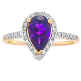 .98ct Amethyst Diamond Ring 14KT Yellow Gold