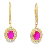 1.28ct Ruby Diamond Dangle Earrings 10KT Yellow Gold