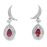 .62ct Garnet Diamond Dangle Earrings 10KT White Gold
