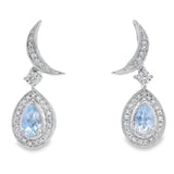 Aquamarine Diamond Dangle Earrings 10KT White Gold