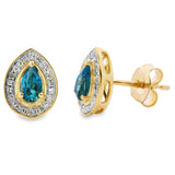 .57ct London Blue Topaz Stud Earrings 10KT Yellow Gold