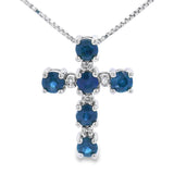 .32ct Sapphire Cross Religious Pendant 10KT White Gold