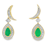 Chalcedony Diamond Dangle Earrings 10KT Yellow Gold