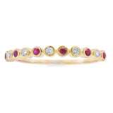 .13ct Ruby Diamond stackable band set 14KT Yellow Gold