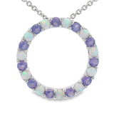 Created Opal Circle of Love Pendant Sterling Silver