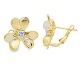 Cubic Zirconia Flower Earrings Sterling Silver