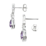 .88ct Amethyst Diamond Dangle Earrings 10KT White Gold