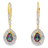 Mystic Fire Topaz Dangle Earrings 10KT Yellow Gold