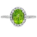 Peridot Created Sapphire Ring Sterling Silver
