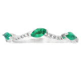 Emerald Diamond stackable band set 14KT White Gold