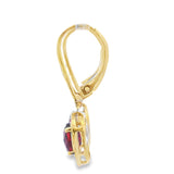 1.41ct Garnet Diamond Dangle Earrings 10KT Yellow Gold