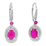 3.50ct Ruby Diamond Dangle Earrings 10KT White Gold