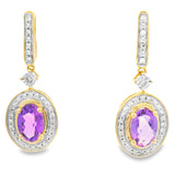 .93ct Amethyst Diamond Dangle Earrings 10KT Yellow Gold