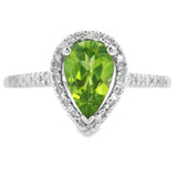 1.10ct Peridot Diamond Ring 14KT White Gold
