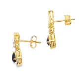 .55ct Onyx Diamond Dangle Earrings 10KT Yellow Gold