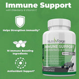 Immune Support Supplement with Elderberry, Vitamin C, Echinacea, Zinc, Garlic, Turmeric 1600mg NON GMO, GMP