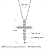 INALIS - 925 Sterling Silver Classic Cross Cubic Zirconia Necklace