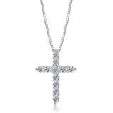 INALIS - 925 Sterling Silver Classic Cross Cubic Zirconia Necklace