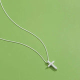 INALIS - 925 Sterling Silver Classic Cross Cubic Zirconia Necklace