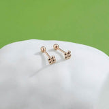 INALIS 925 Sterling Silver Minimalist Small Cute Stud Cross Flower Earrings