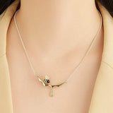 INALIS 925 Sterling Silver Pendant Cute Bee Agate Stone Luxurious Necklace