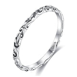 INALIS 925 Sterling Silver Ring for Women and Men Engraved Pattern Anniversary Rings