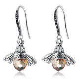 INALIS Bee Shaped 925 Sterling Silver Cubic Zirconia And Austria Crystal Earring