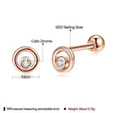 INALIS Fine Silver Stud Earrings Full Clear Cubic Zirconia Star Small Earring