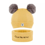 Infant Baby Winter Warm Knit Bobble Beanie Hat with Scarf Set